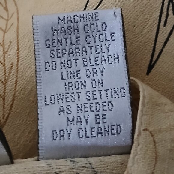 Chico's Blouse Size 0 S Silk Linen Blend Button Front Top Leaf Print Tan - Picture 9 of 9